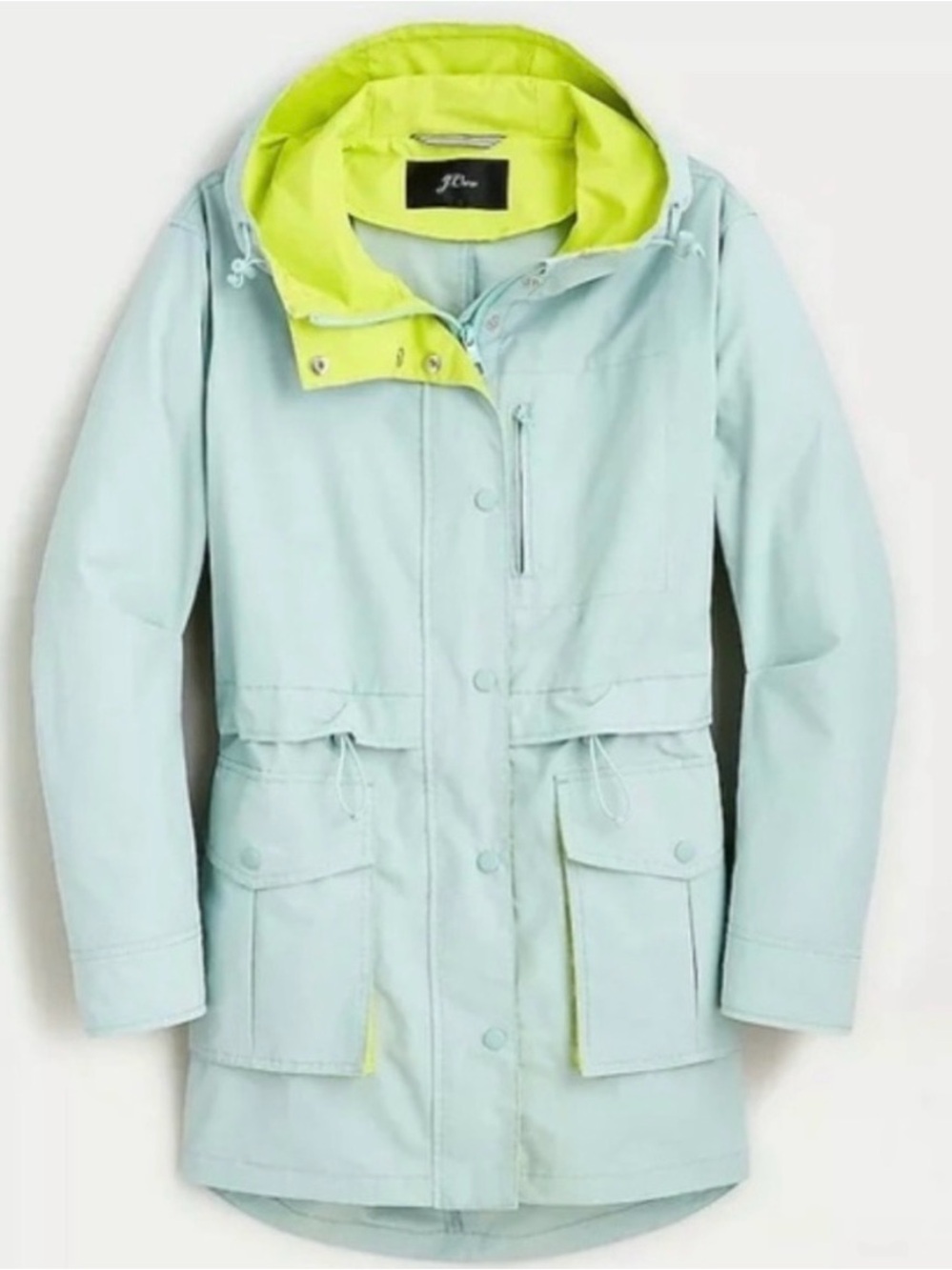 J. Crew Mint Green and lime Utility Jacket with Hood - Picture 3 of 8